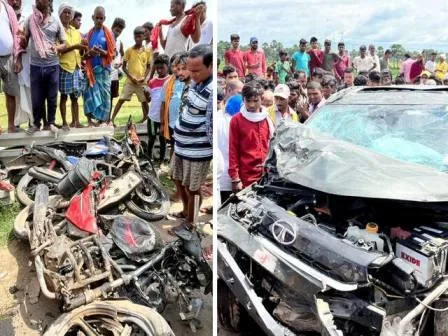 बाइक और कार की सीधी भिड़ंत में 2 लोगों की मौत, 4 लोग हुए जख्मी 1 2 killed 4 injured in direct collision with bike and car 1