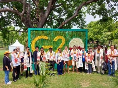 49 peoples representatives from 14 countries included in G20 Labor Engagement Group visited Nalanda ruins 1