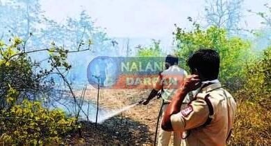 Fire broke out in Rajgir forest due to mistake of ordnance factory forest worker burnt