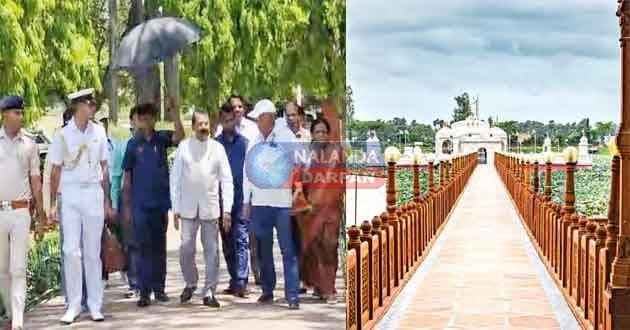 Governor of Goa learned how the lotus pond of Pawapuri water temple was made.
