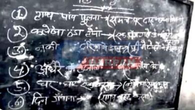 शिक्षिका ने ब्लैकबोर्ड पर लिखाः 'हाथ-पांव फूलना' का अर्थ 'समय पर दारू का न मिलना' 10 The teacher wrote on the blackboard- 'Swelling of hands and feet' means 'not getting liquor on time'