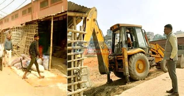 बिहारशरीफ में चला प्रशासन का बुल्डोजर, 20 अवैध दुकानों को रौंदा 1 Administration's bulldozer ran in Bihar Sharif, razed 20 illegal shops