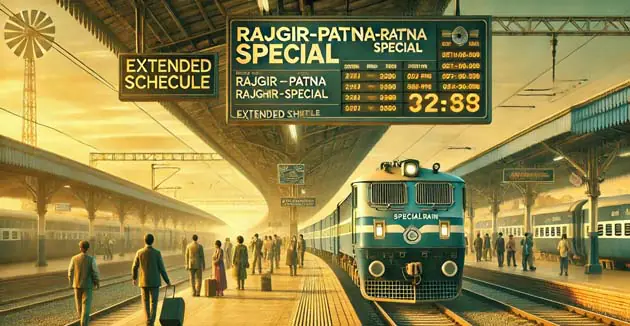राजगीर-पटना-राजगीर और राजगीर-किउल-राजगीर स्पेशल ट्रेन का विस्तार 5 Extension of Rajgir-Patna-Rajgir and Rajgir-Kiul-Rajgir special trains