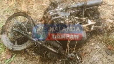 The miscreants took the bike parked outside the house outside the village and set it on fire