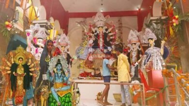 Crowds of devotees gathered as soon as the doors of Maa Durga temple opened
