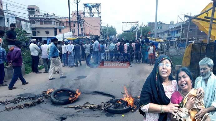 ट्रक से कुचलकर मजदूर की मौत, इस्लामपुर-पटना मार्ग जाम, हंगामा, आगजनी 10 Laborer dies after being crushed by a truck, Islampur-Patna road blocked, ruckus, arson