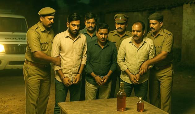 शराब पार्टी करते अस्थावां प्रखंड प्रमुख समेत पांच गिरफ्तार Five persons including Asthawan block pramukh arrested during liquor party