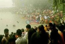 Offering of Arghya to Usha Bhaskar wrapped in a thick blanket of fog grand conclusion of Chhath Mahaparva