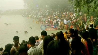 Offering of Arghya to Usha Bhaskar wrapped in a thick blanket of fog grand conclusion of Chhath Mahaparva