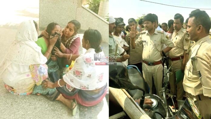 अवैध बालू लदे ट्रैक्टर ने अधेड़ को रौंदा, मौत, ग्रामीणों का सड़क जाम Nalanda road accident